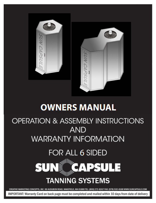 Sun Capsule Sunfire 220W Tanning Bed Manual