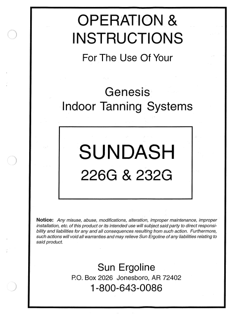 SUNDASH 226G AND 232G MANUAL