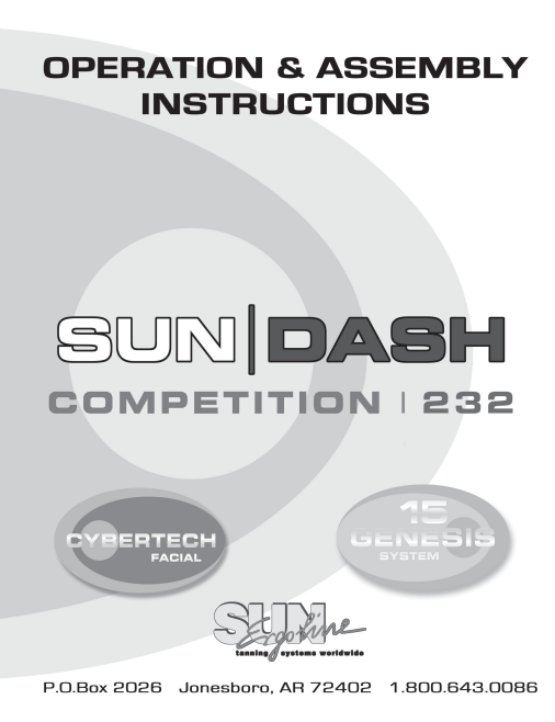 SunDash 232GSF Tanning Bed Manual
