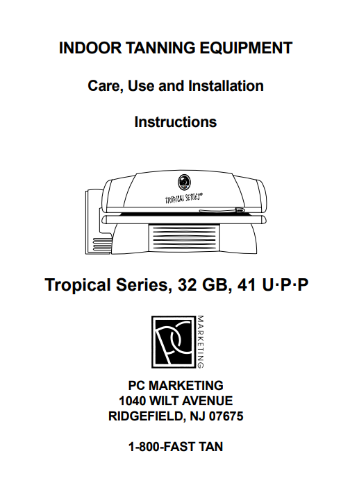UWE Tropical Series 32 GB, 41 U.P.P Tanning Bed Manual