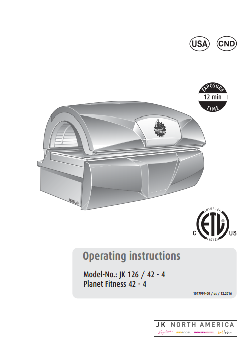 Ergoline 42-4 Tanning Bed Manual