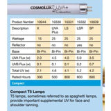 Cosmolux 15W UVA Plus #10044 Bi-Pin Tanning Lamps