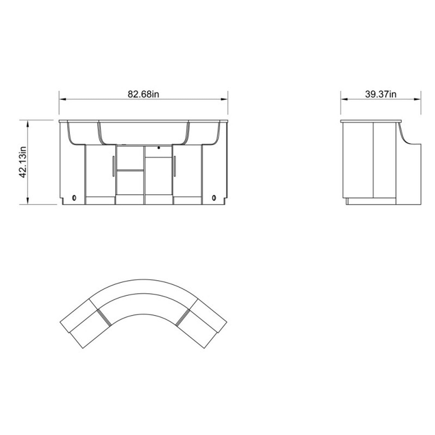 DIR LED Lighting Reception Desk Janus-Curved L-Shaped 4888 Salon Equipment Dream In Reality 