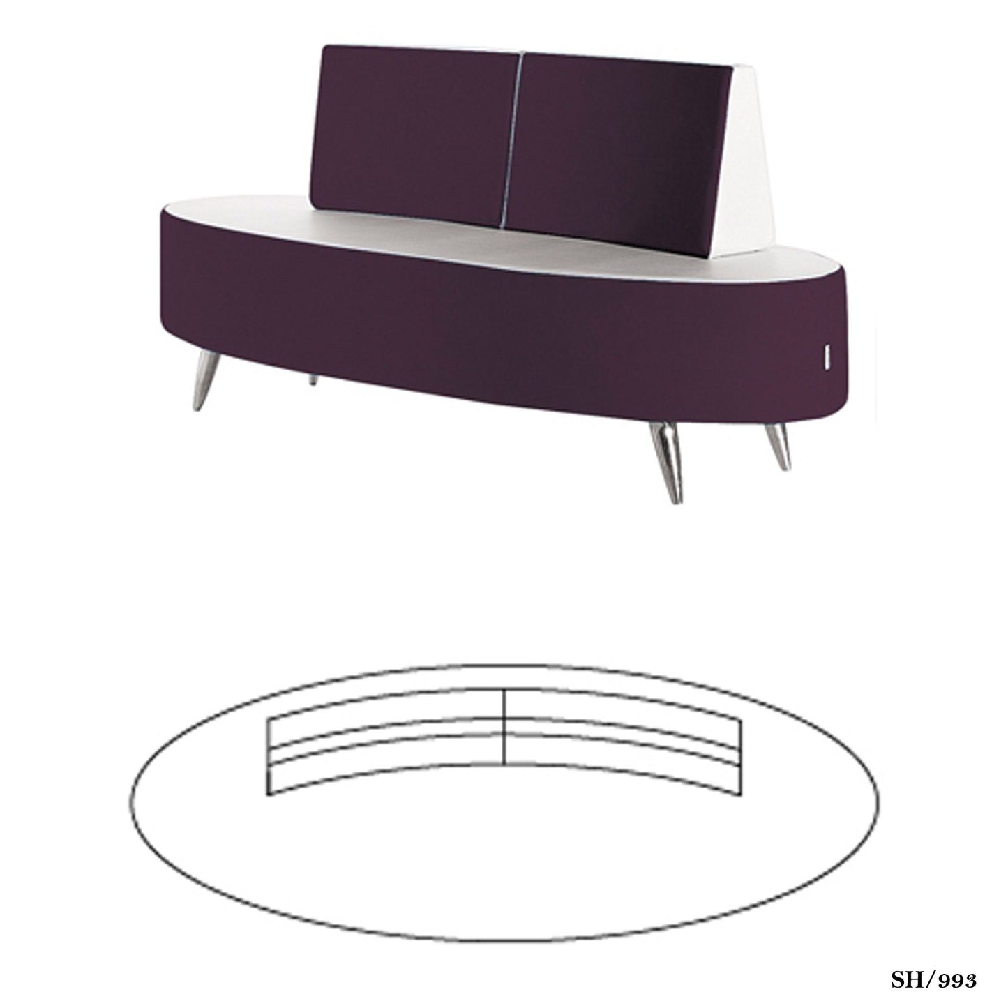 Salon Ambience SH/993 B-Side Waiting Chair-C Shape Salon Equipment Salon Ambience 