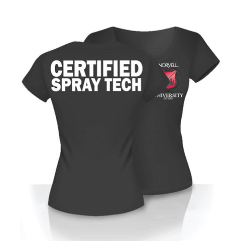 Norvell University Certified Spray Tech Women's Fitted Black V-Neck