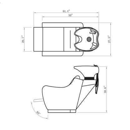 DIR Shampoo Backwash Unit Callisto - Electrical Leg rest 7839 Salon Equipment Dream In Reality 