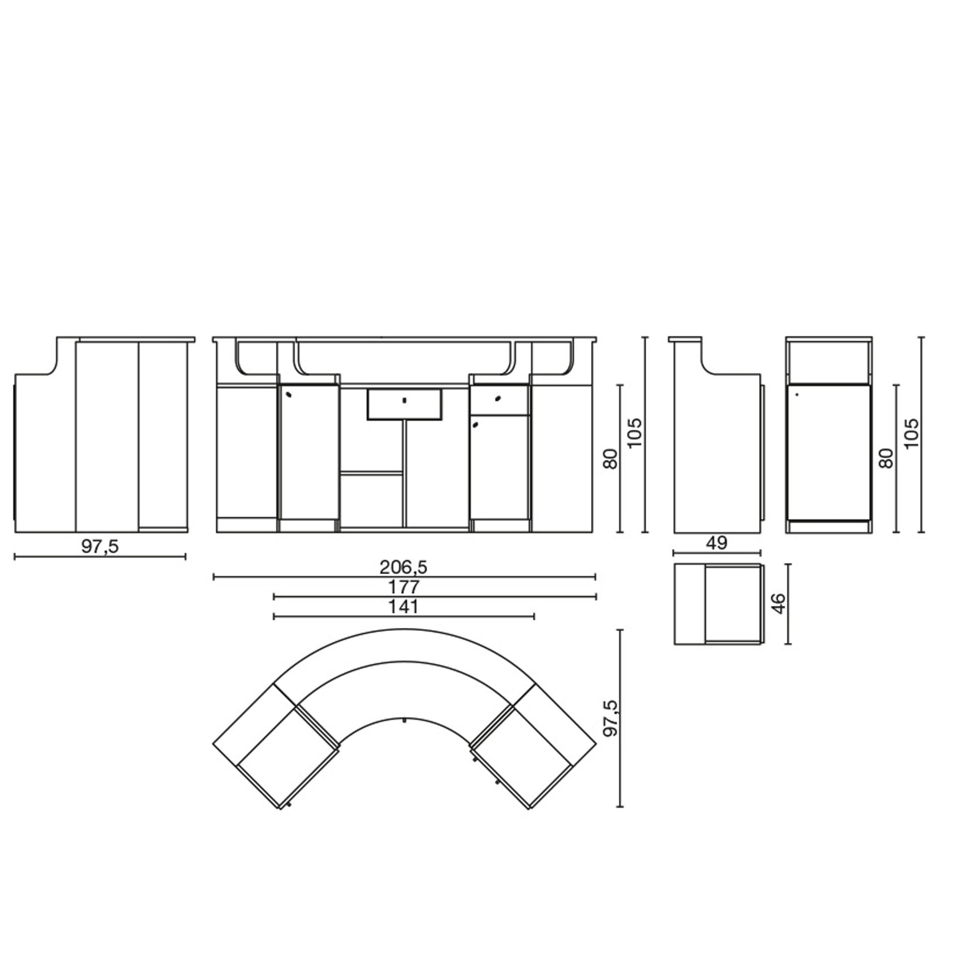 Salon Ambience RD/252 Form Reception Desk w/Storage Cabinet Salon Equipment Salon Ambience 