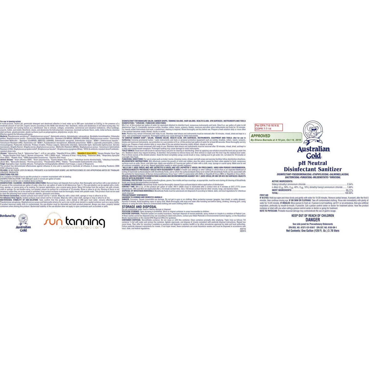 Australian Gold Disinfectant Cleaner 128oz Cleaners and Disinfectants Australian Gold 