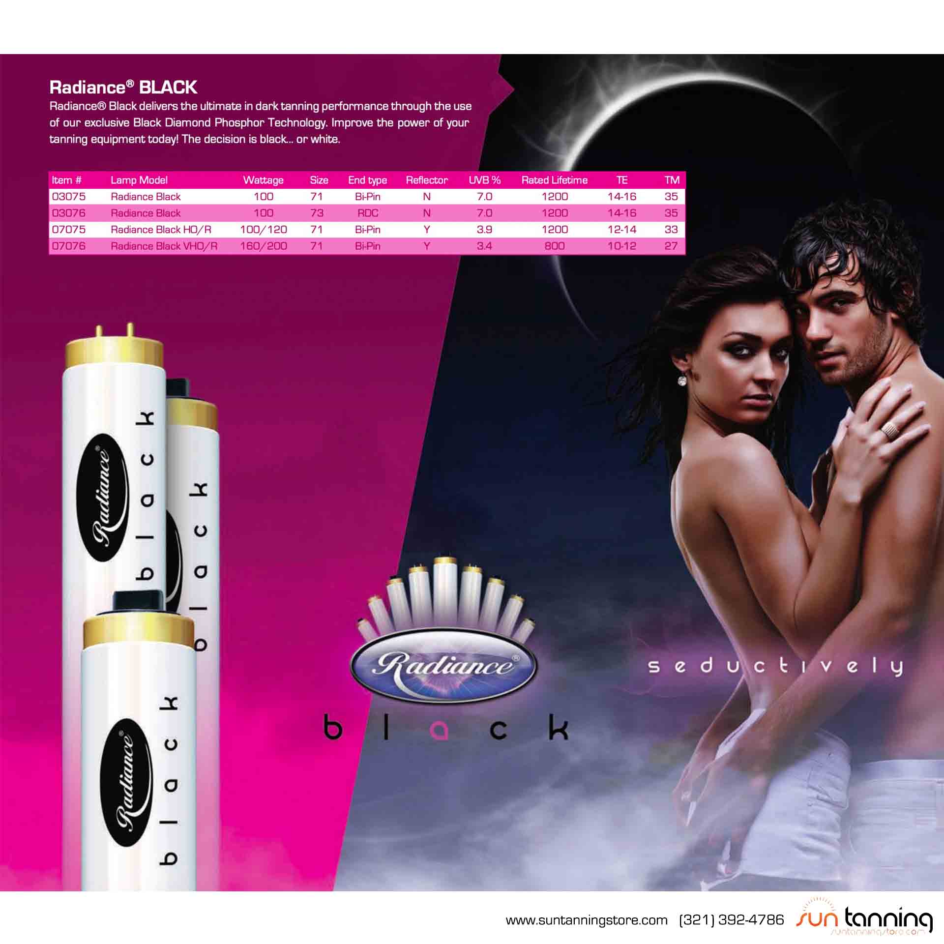 Radiance Black FR-71 Bi-Pin VHO/R 160-200w Tanning Lamps | $154.99