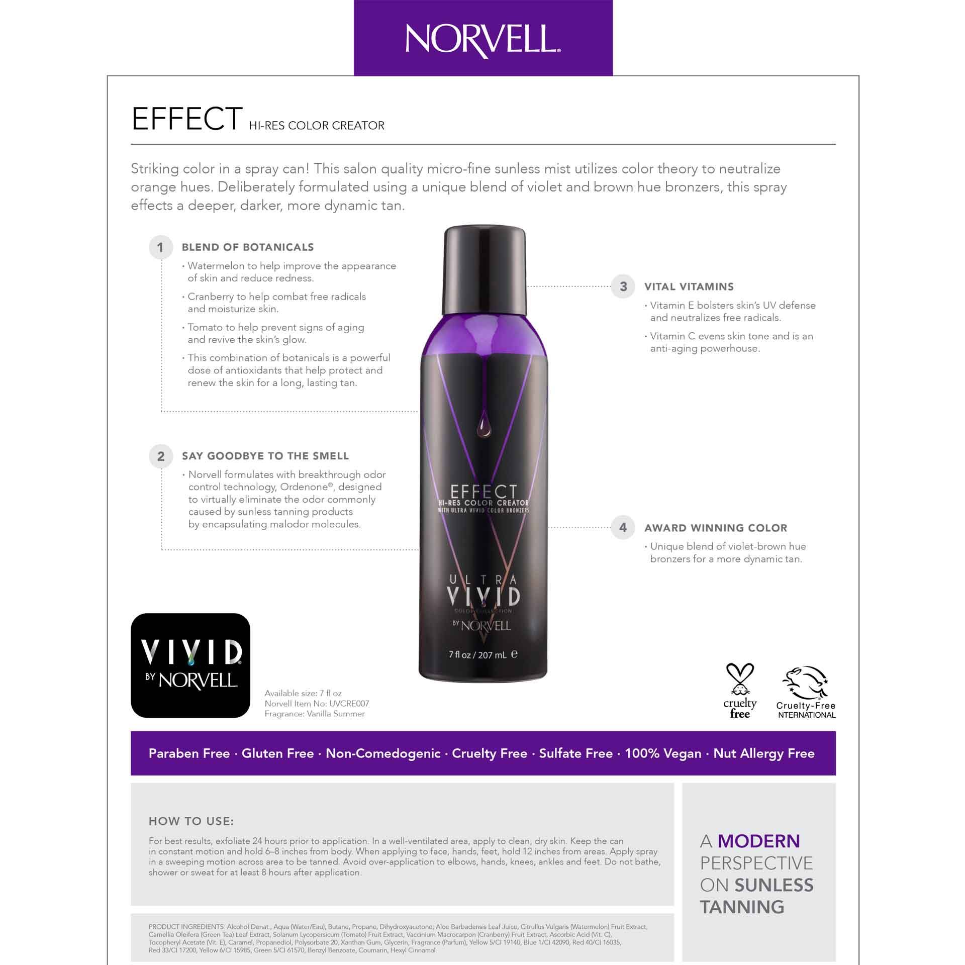 Norvell EFFECT Hi-Res Color Creator Bronzing Aerosol 7.0 fl oz Quick Ship Norvell 